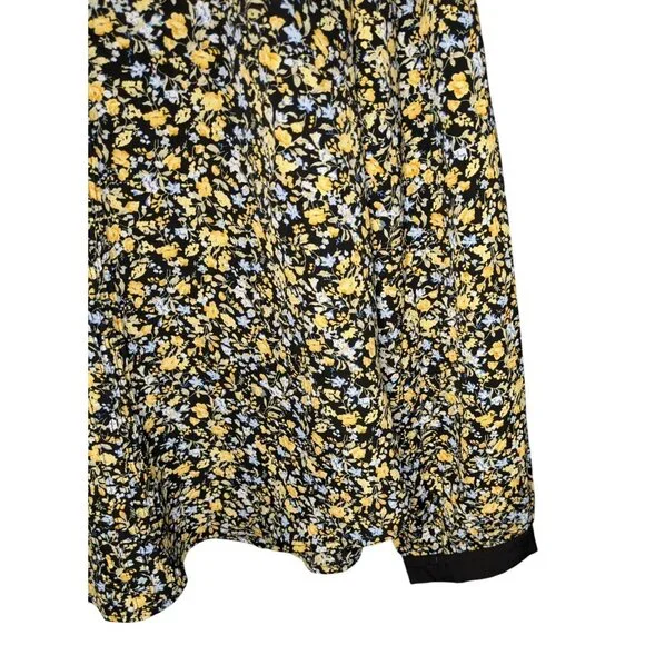 Allegra K Womens Floral Long Sleeve Top XL Black/Yellow/Blue - Picture 5 of 11